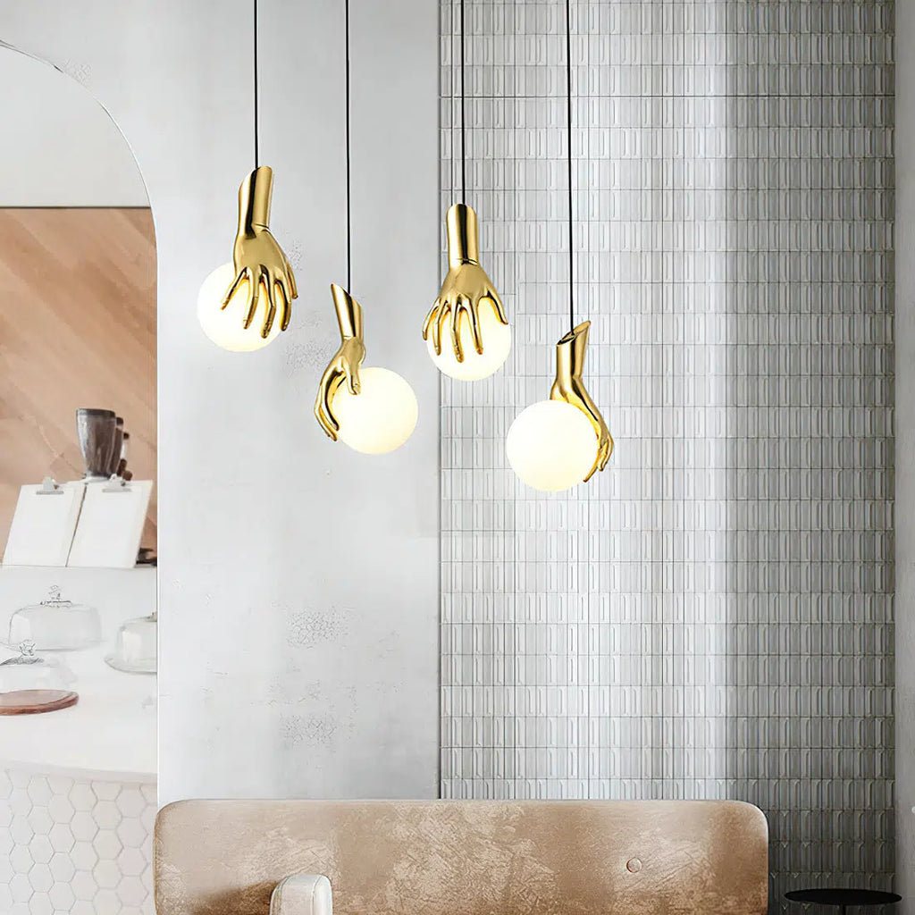 hand globe ceiling light