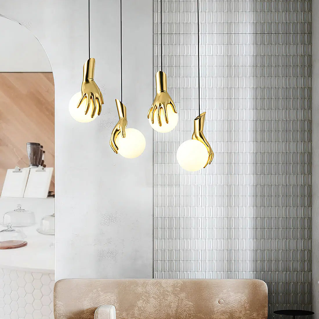 hand globe ceiling light